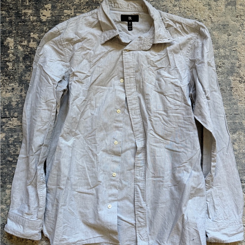 Banana Republic Men's Light Gray OCBD